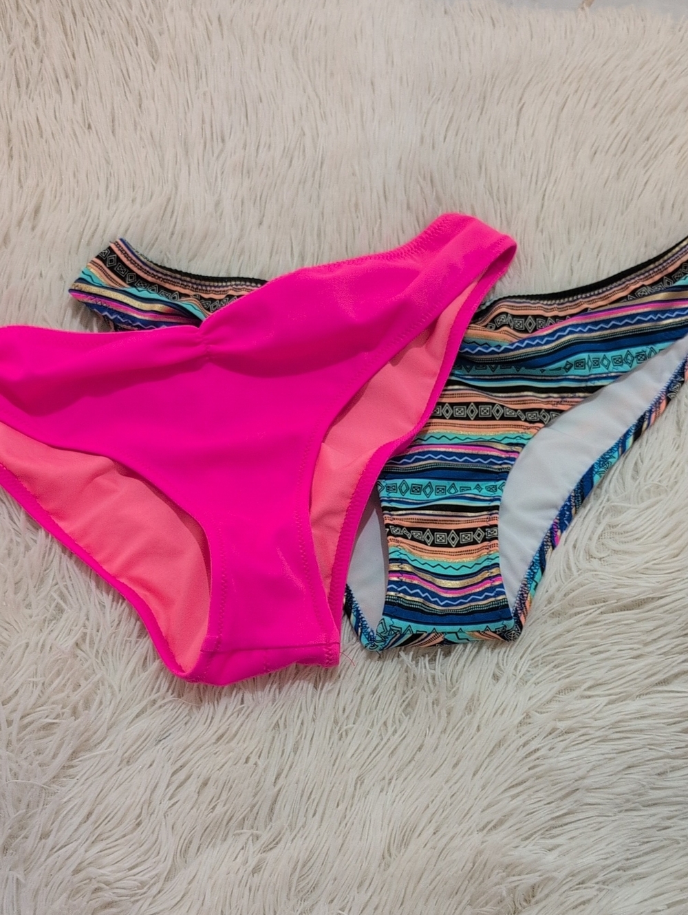 PINK Victoria's Secret Neon Pink & Multicolor Tribal Bikini Bottoms